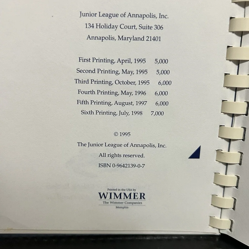 Of Tide & Thyme Junior League of Annapolis MD Cookbook 2006